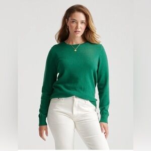Quince Mongolian Cashmere Crewneck Sweater in Everglade Green, Size Medium